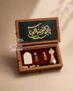 پک متبرک اقتصادی حرم حضرت عباس (س) ❤️ | شامل نگین انگشتری سنگ حرم ، عطر حرم ، مهر و تسبیح تربت ، آب سرداب، خاک تربت | بهمراه باکس زیبا | تک و عمده