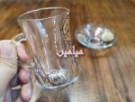 استکان کمرباریک دسته دار و نعلبکی بلور طرح یا فاطمه زهرا (س) 💚| دست 6 عددی - Image 2