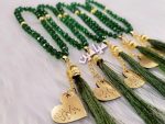 تسبیح سبز کریستالی با پلاک طلایی نام امیرالمؤمنین (ع) 💚 | نمره ۶ | ۳۳ تایی | تک و عمده - Image 2
