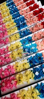 کش موی سر فانتزی 😍 | طرح گل | در دو مدل رنگین کمانی و ساده تک رنگ | بسته ده تایی - Image 3