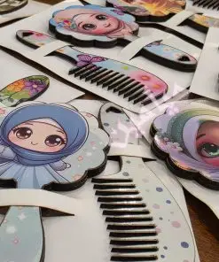 ست آینه دسته دار و شانه طرح دخترانه حجاب 😍 | تنوع طرح های جذاب | چوبی | تک سلفون | تک و عمده
