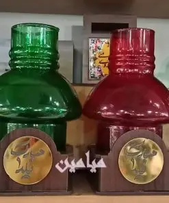 فانوس/جاشمعی یلدایی 🌹 | پایه چوبی | با پلاک مولتی یلدا مبارک | بهمراه جعبه | تک و عمده