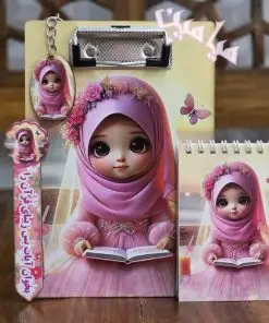 پک 4 قلم چوبی دخترانه ❤️| تخته شاسی آ5 + نشانگر قرآنی + جاسوئیچی + دفترچه همگی طرح ست | تنوع طرح های جذاب | تک سلفون | تک و عمده