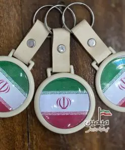 جاکلیدی تلسکوپی پرچم ایران 🇮🇷| با بند چرمی | یک رو چاپ | تک و عمده