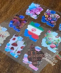 برچسب استیکر طرح ایران 🇮🇷 | پرچم و نقشه ایران | ضدآب | قابل استفاده بر روی تمامی سطوح | فروش بصورت ورقی