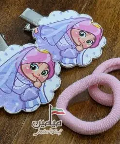 پک دخترانه زیبای میامین ❤️ | گیره موی چوبی دخترانه حجاب و کش موی سر رنگی | بسته 10 عددی (ده پک)